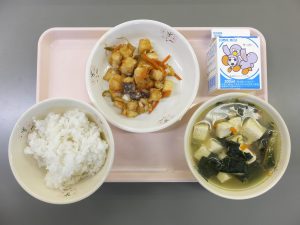 かんぱちの甘酢あんかけ 川口市立芝西小学校